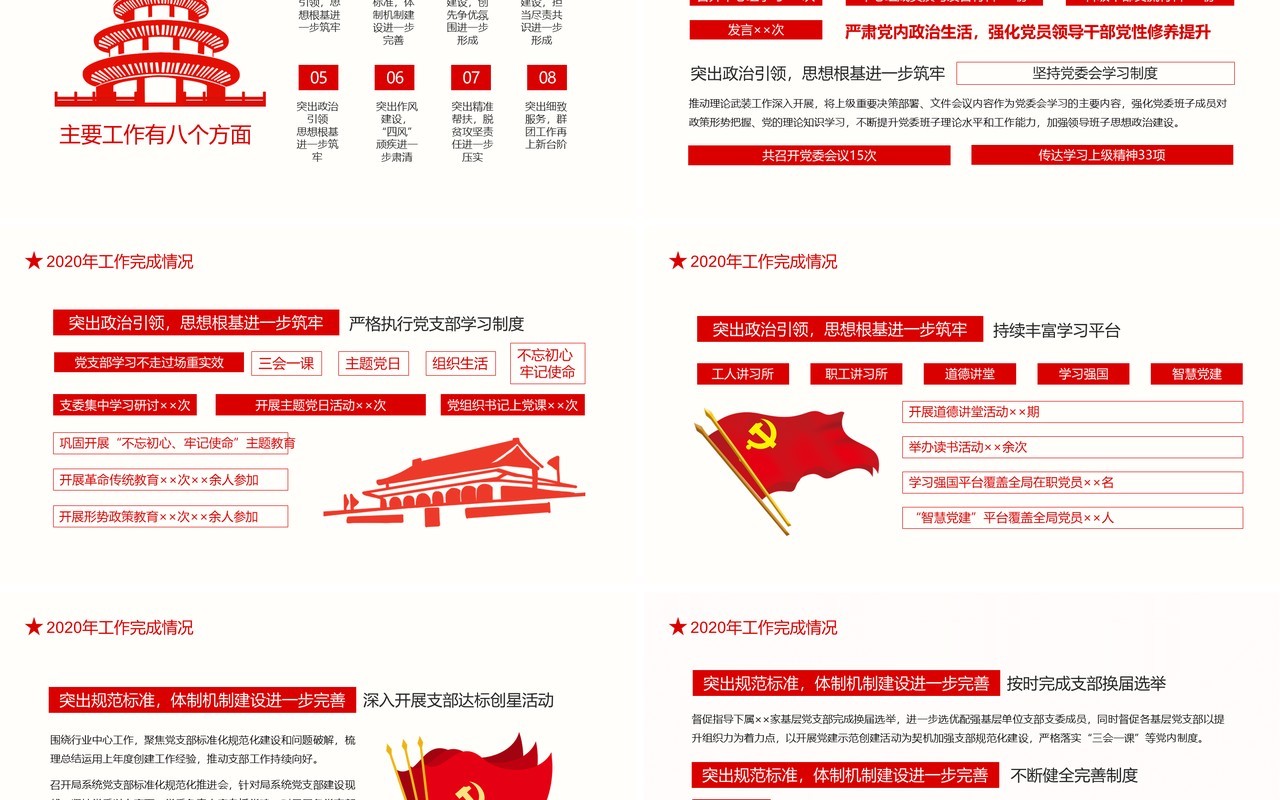 党支部工作总结述职报告2021年党建工作部署安排动态PPT模板
