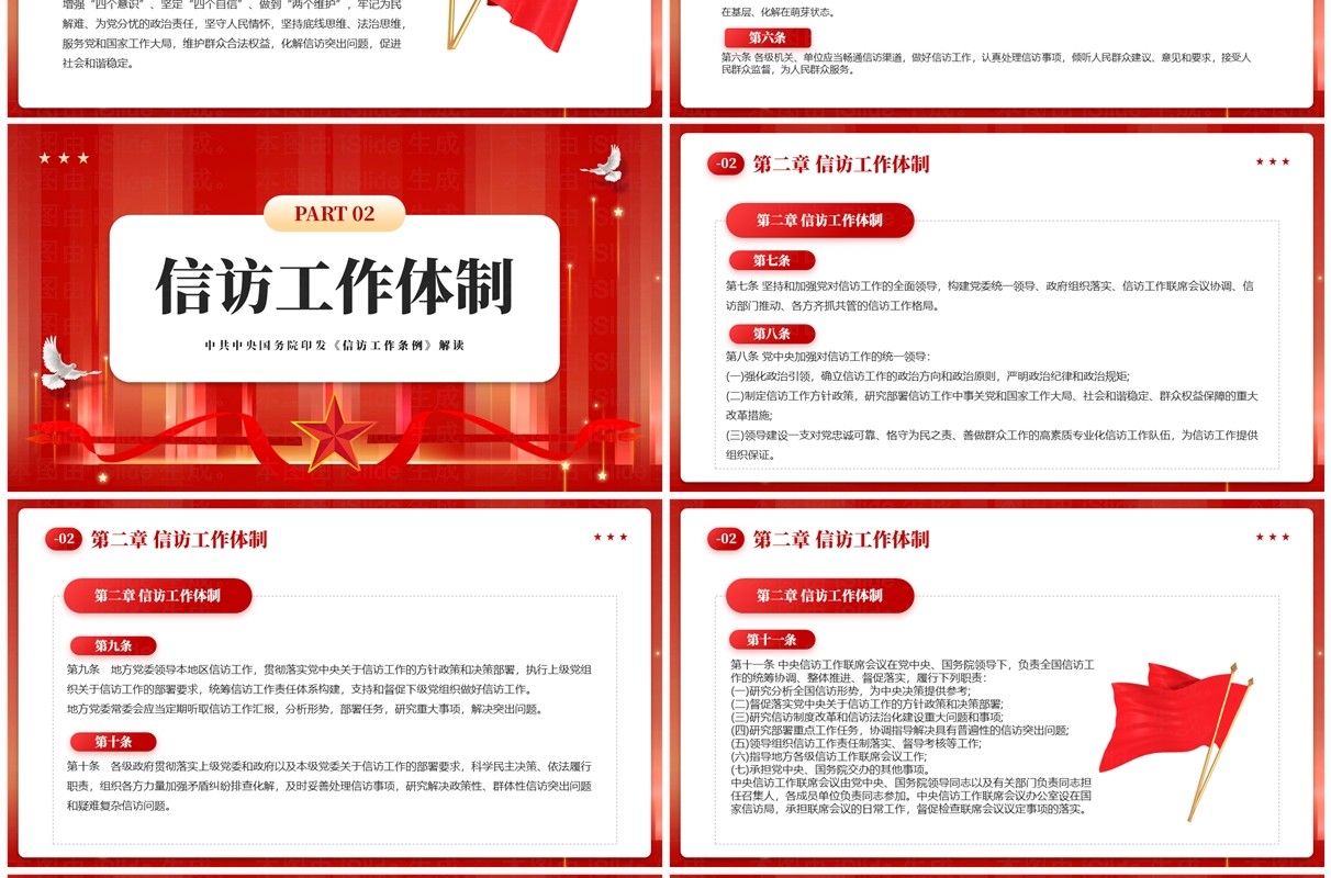 红色党政风信访工作条例学习PPT模板