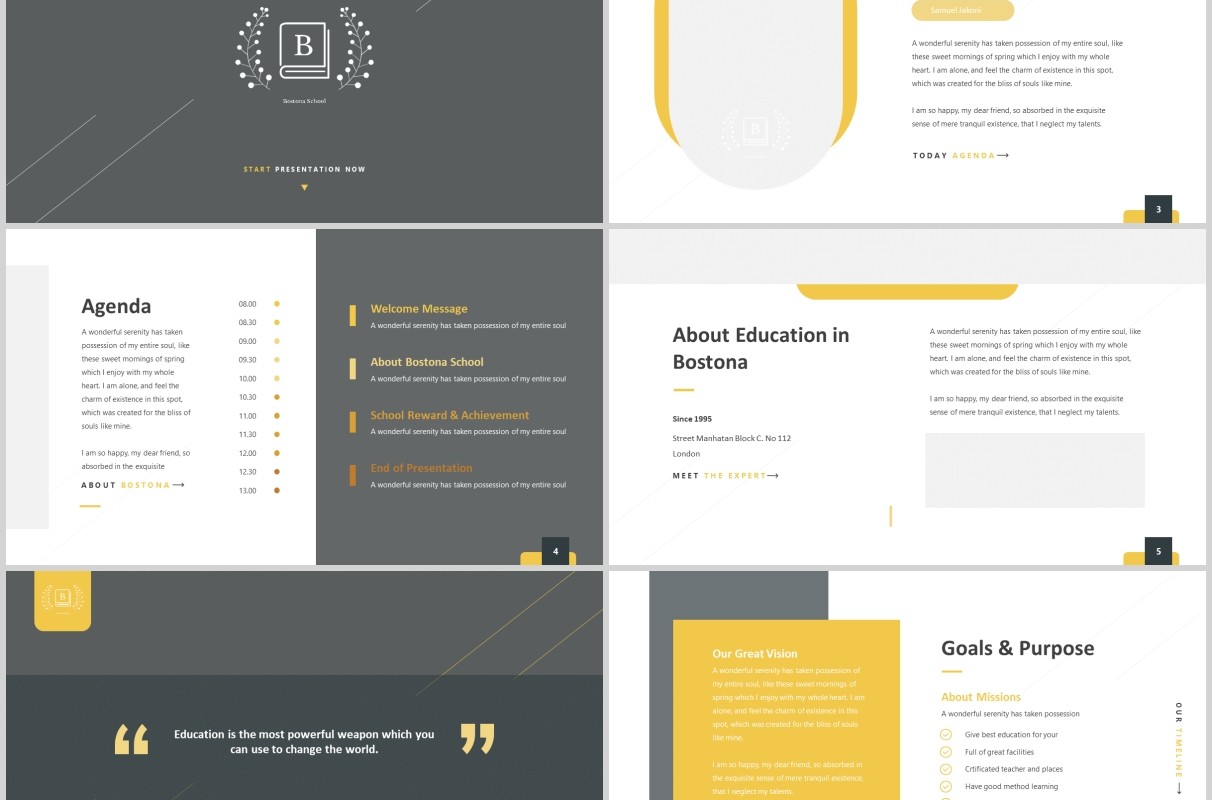 教育行业图片排版PPT模板Bostona - Education Powerpoint Template
