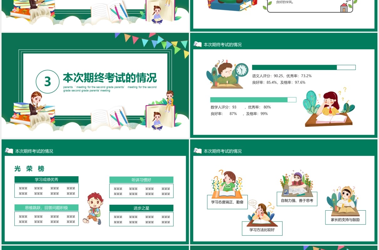 为孩子齐用心二年级家长会动态PPT