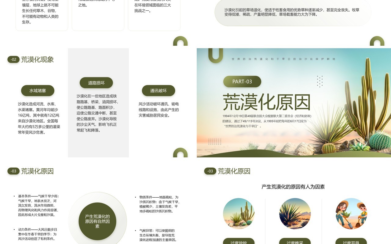 绿色简约风世界防治荒漠化和干旱日PPT模板