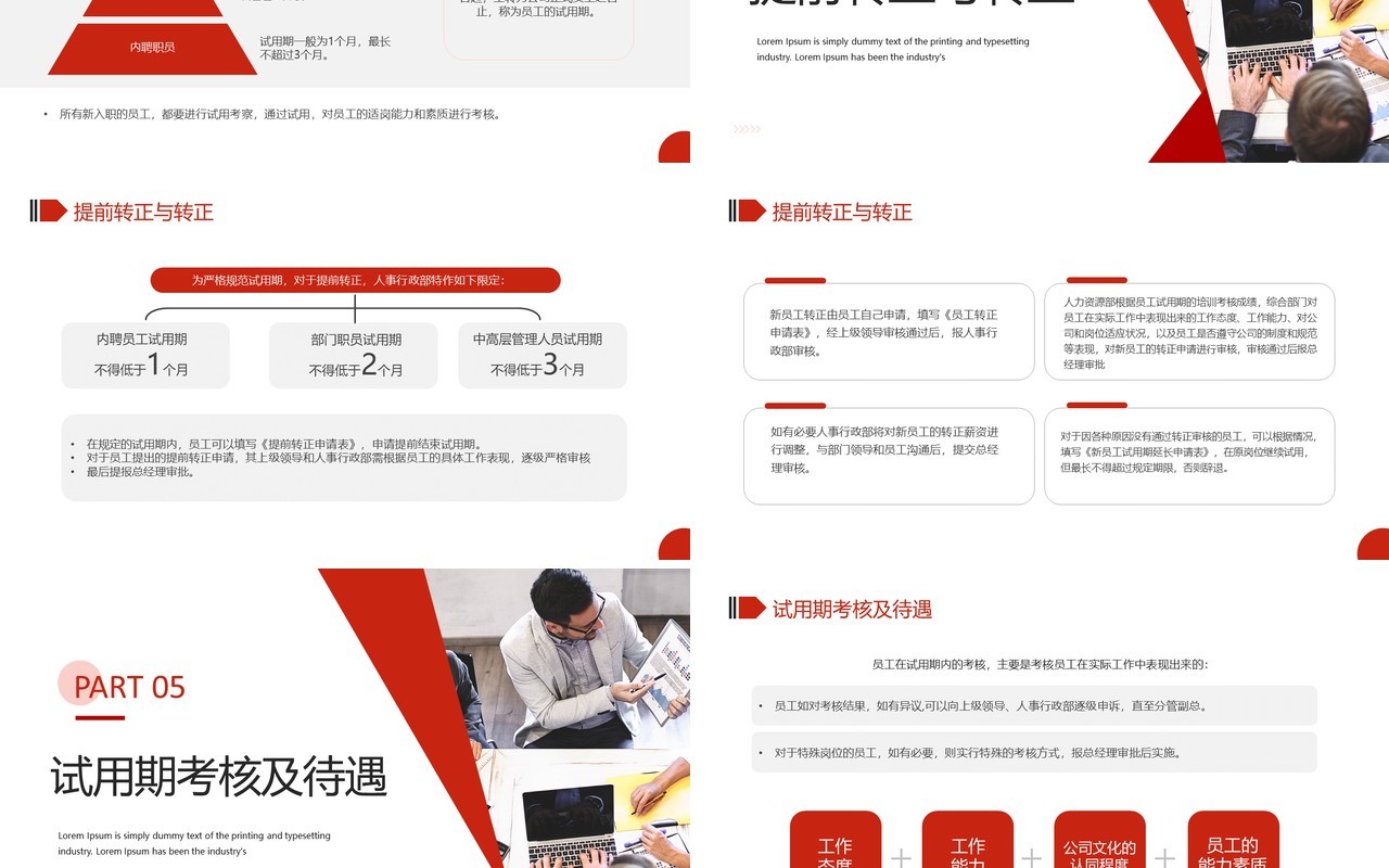 红色新员工入职与试用期管理办法企业培训PPT模板