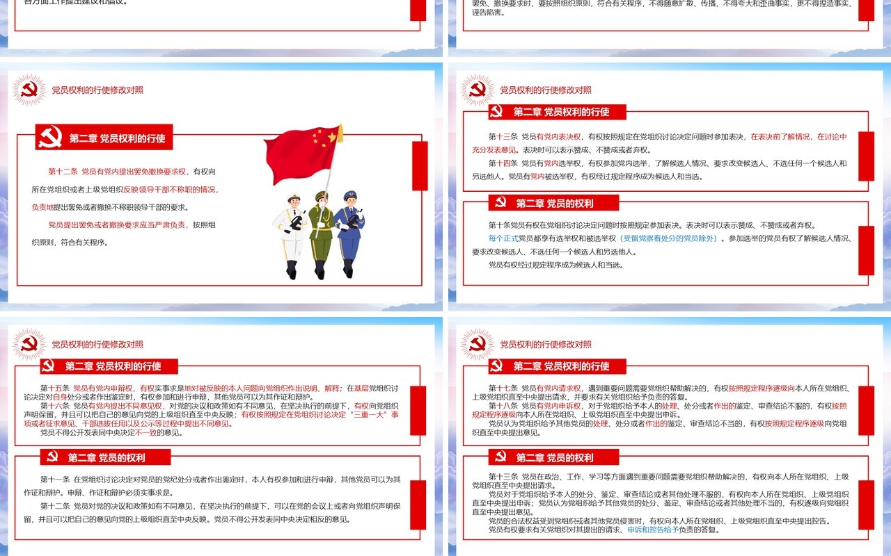 中国共产党党员权利保障条例前后对照表党政PPT模板