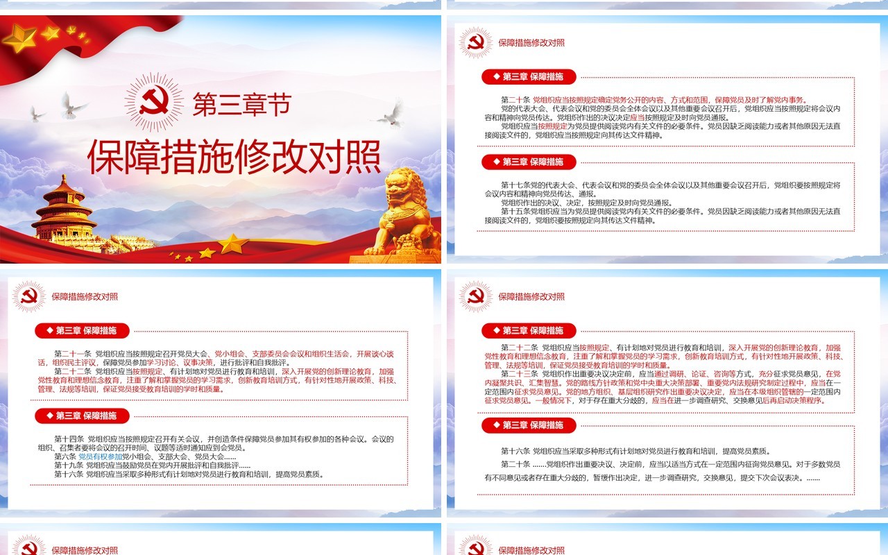中国共产党党员权利保障条例前后对照表党政PPT模板