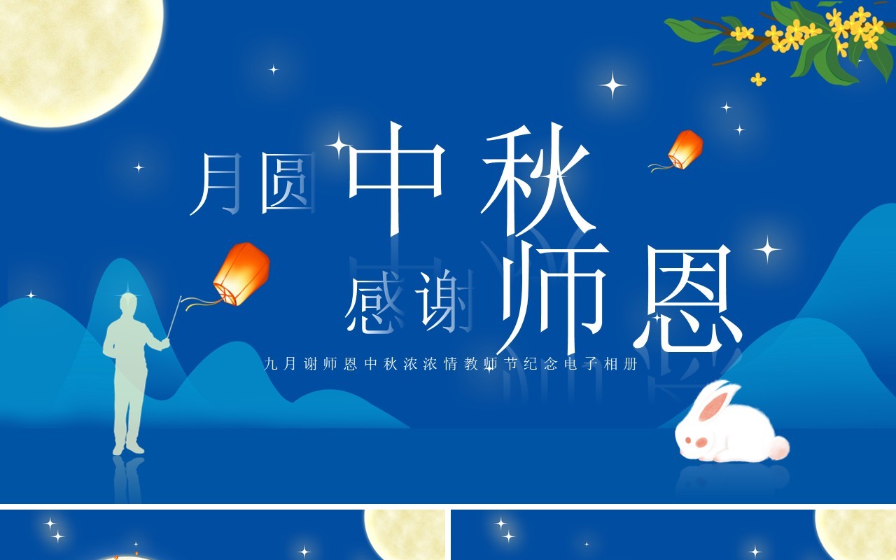 蓝色中国风教师节纪念电子相册PPT模板