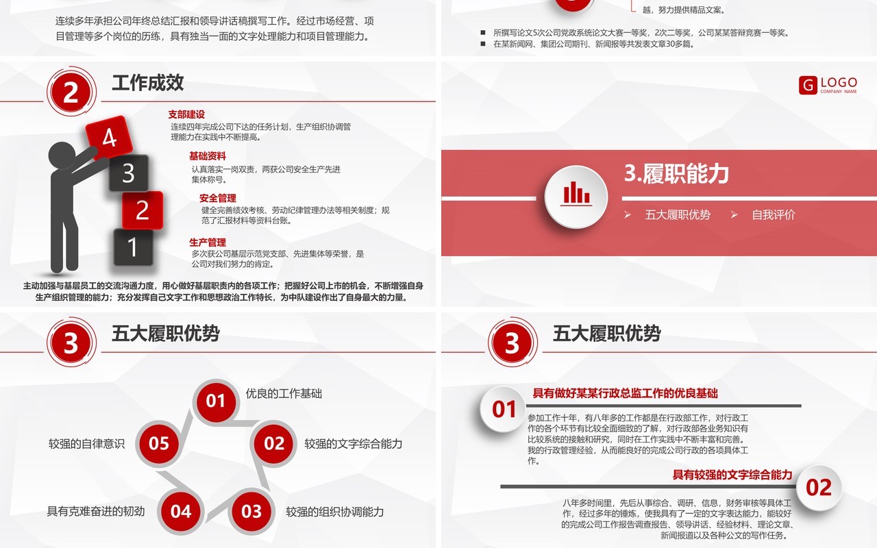 红色简约商务个人简历岗位竞聘PPT模板