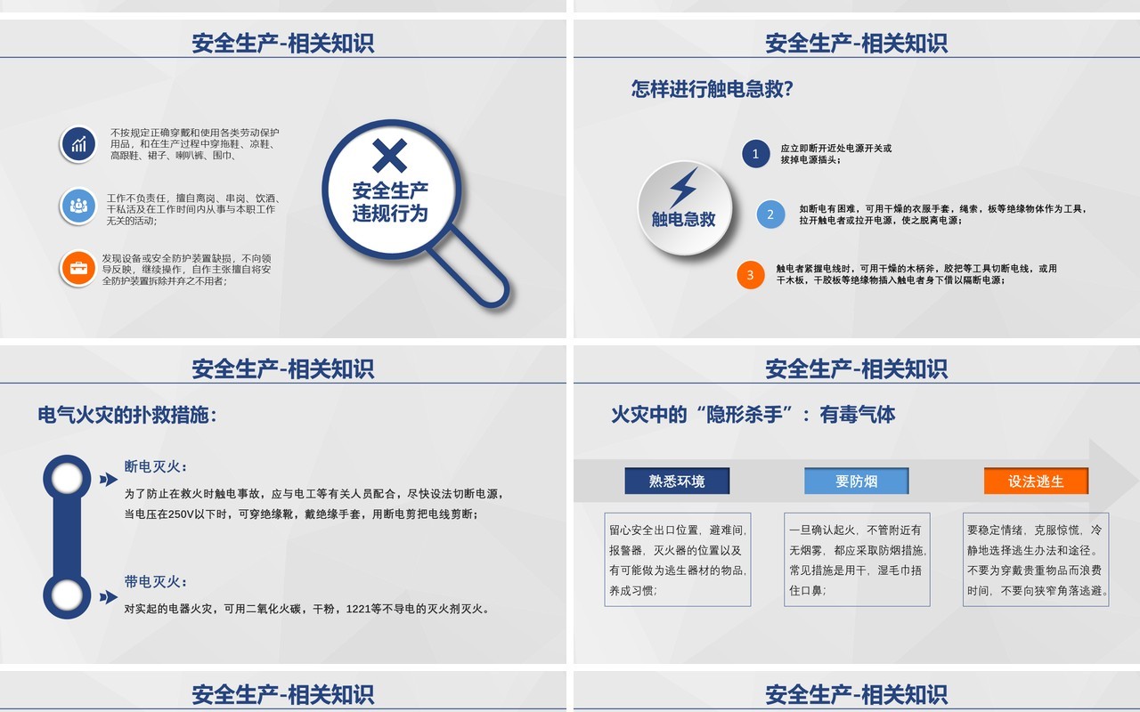 平面蓝色安全生产PPT模板安全汇报
