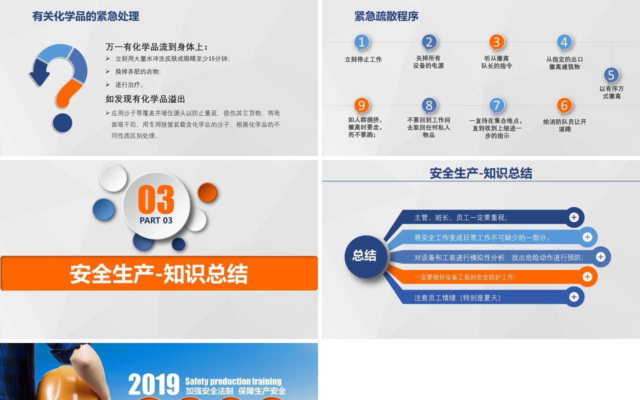平面蓝色安全生产PPT模板安全汇报
