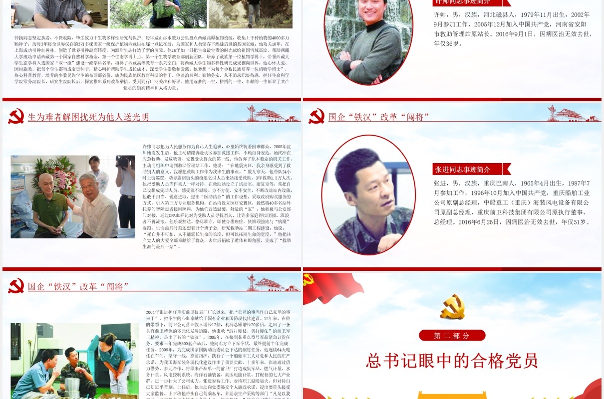 争做合格党员向全国优秀共产党员学习党建党课PPT模板