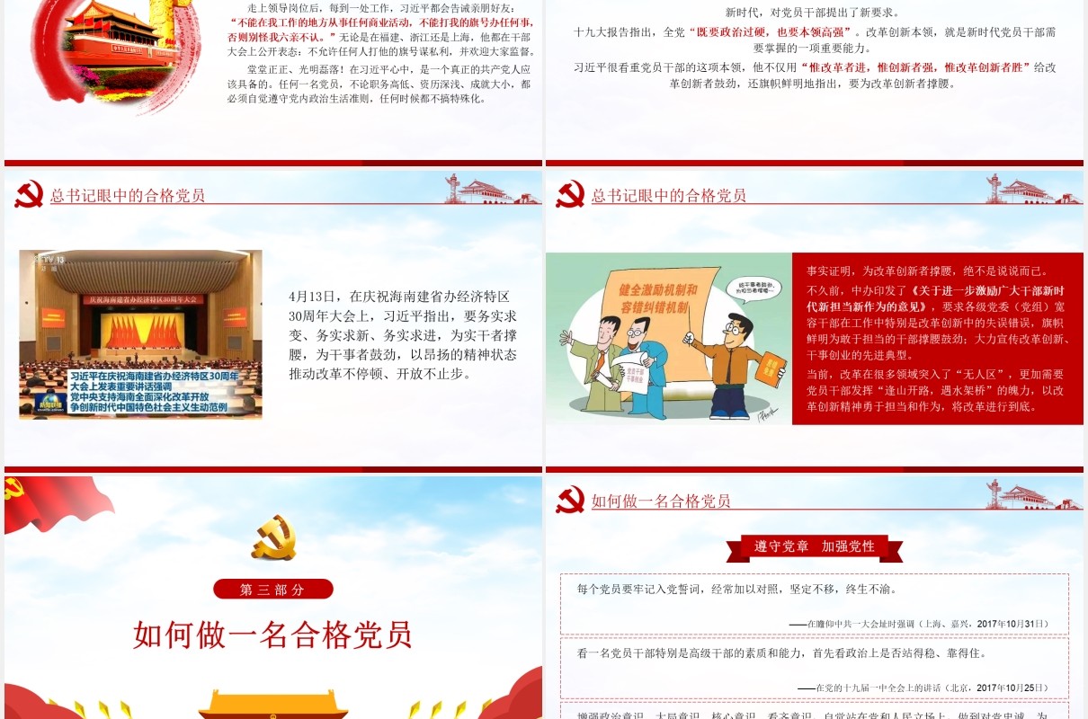 争做合格党员向全国优秀共产党员学习党建党课PPT模板