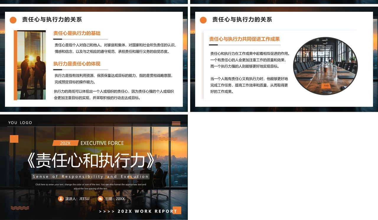 橙色简约风企业责任心和执行力培训PPT模板