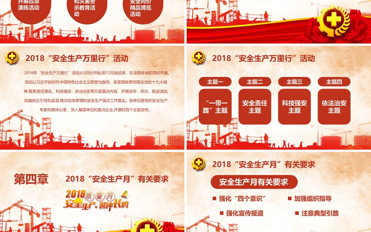 红色安全生产模板PPT模板