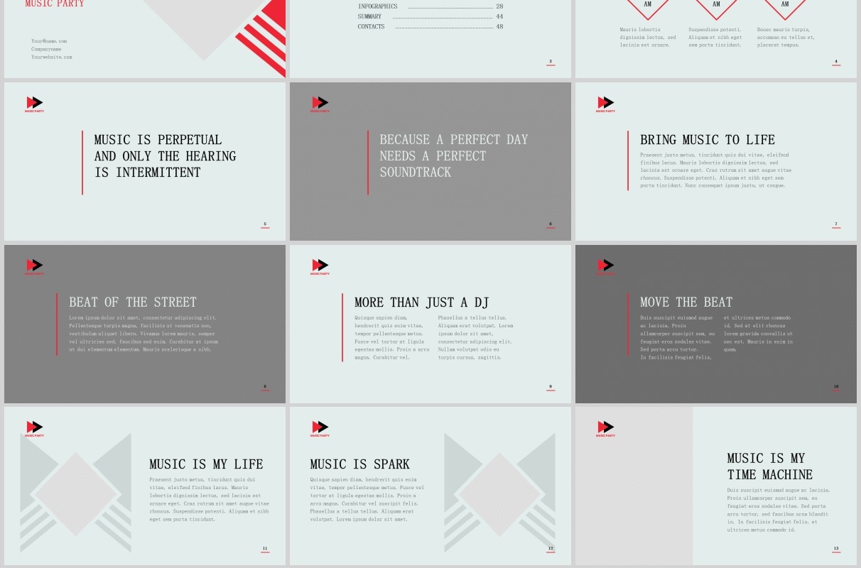 音乐派对PPT版式模板Music Party PowerPoint Presentation Template
