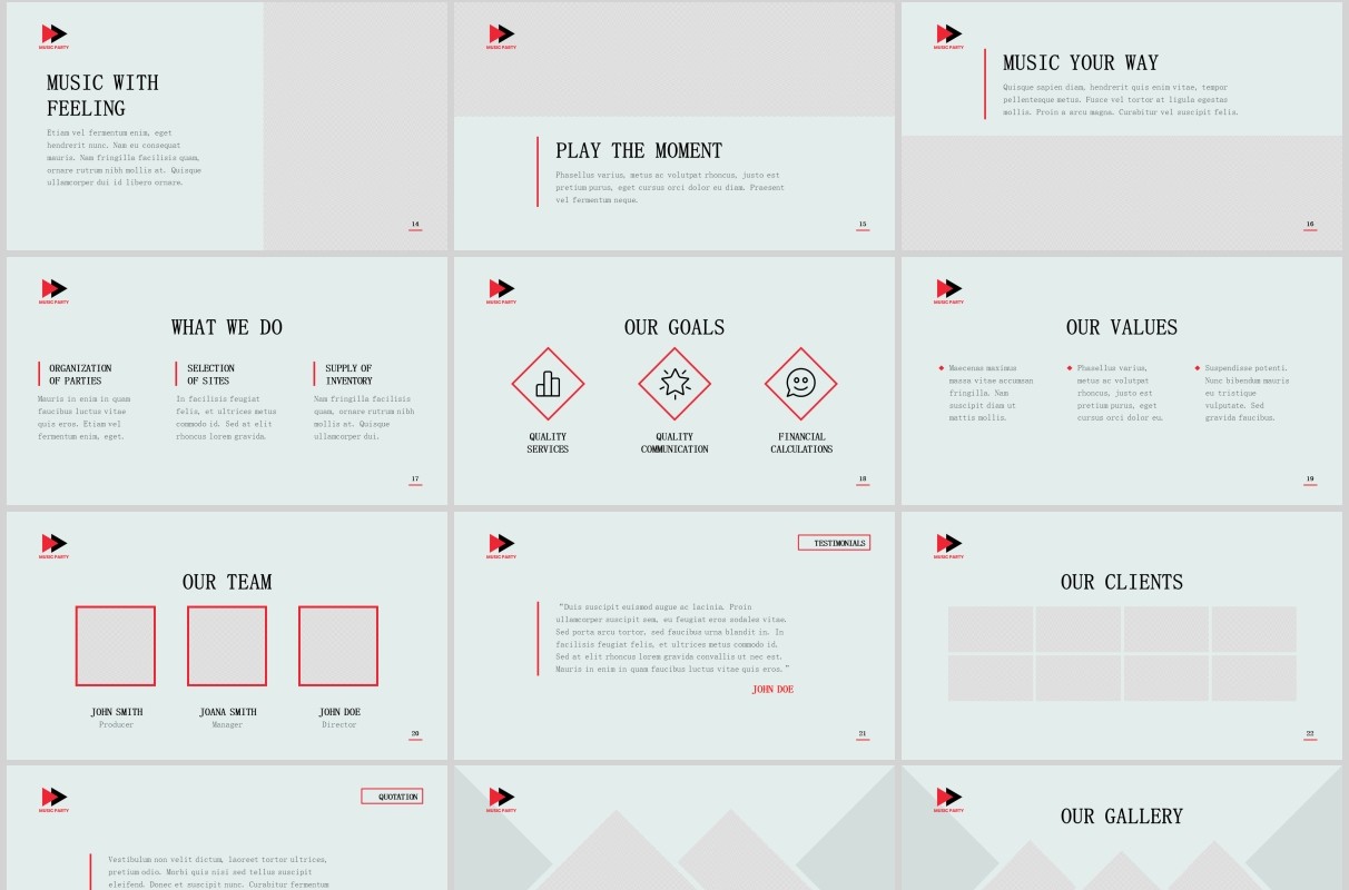 音乐派对PPT版式模板Music Party PowerPoint Presentation Template