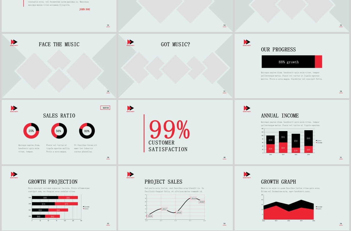 音乐派对PPT版式模板Music Party PowerPoint Presentation Template