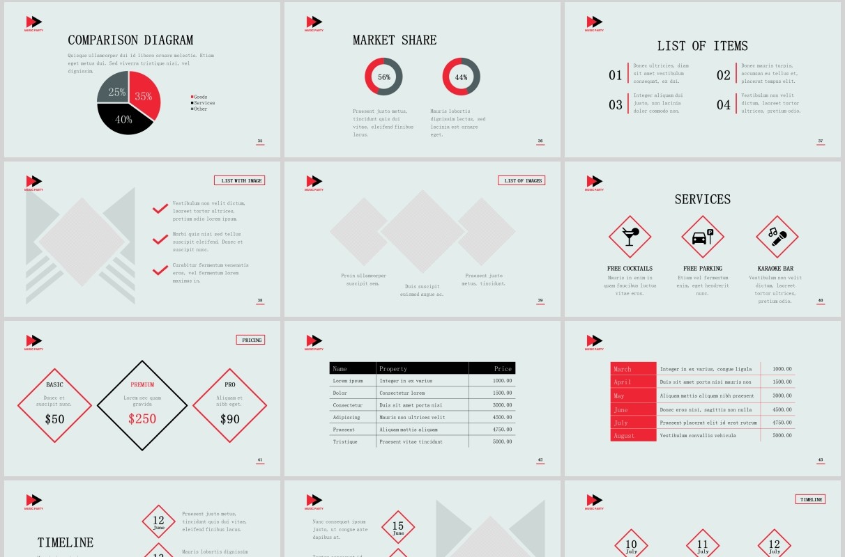 音乐派对PPT版式模板Music Party PowerPoint Presentation Template