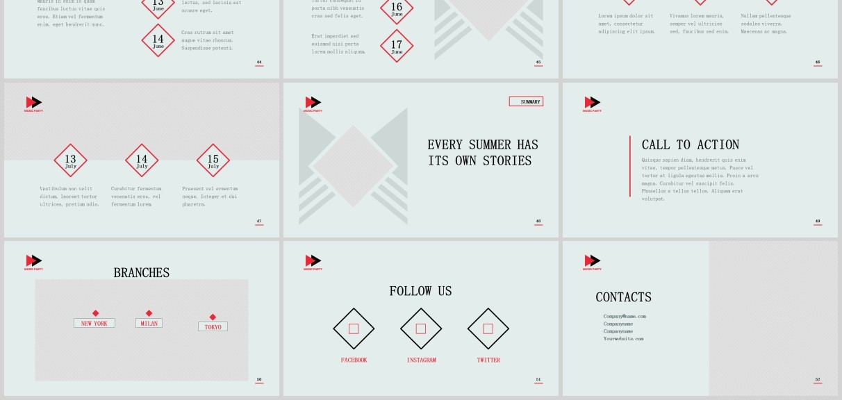 音乐派对PPT版式模板Music Party PowerPoint Presentation Template