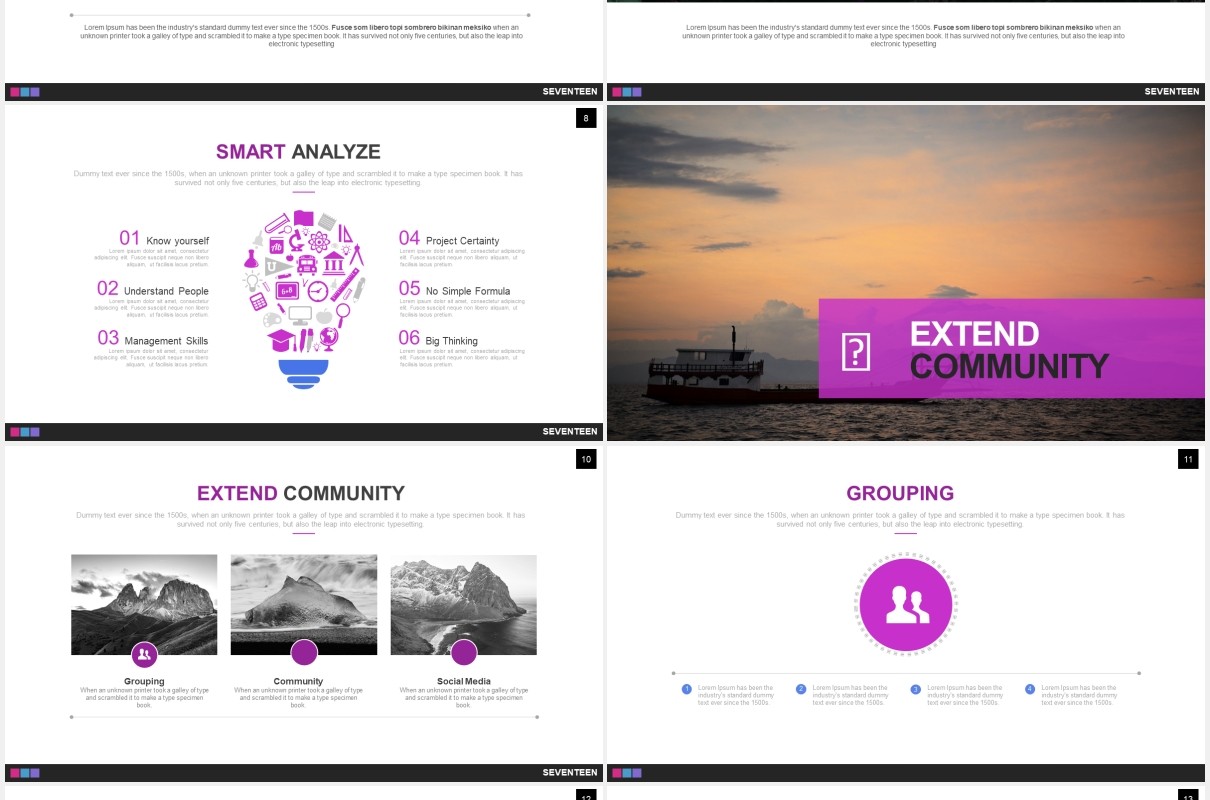 创意数据可视化图表PPT素材模板seventeen powerpoint template