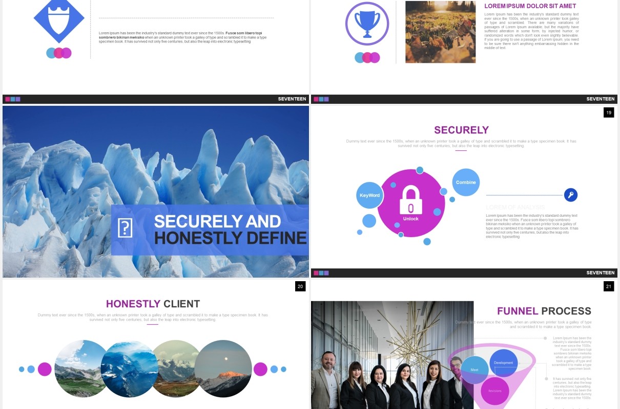 创意数据可视化图表PPT素材模板seventeen powerpoint template