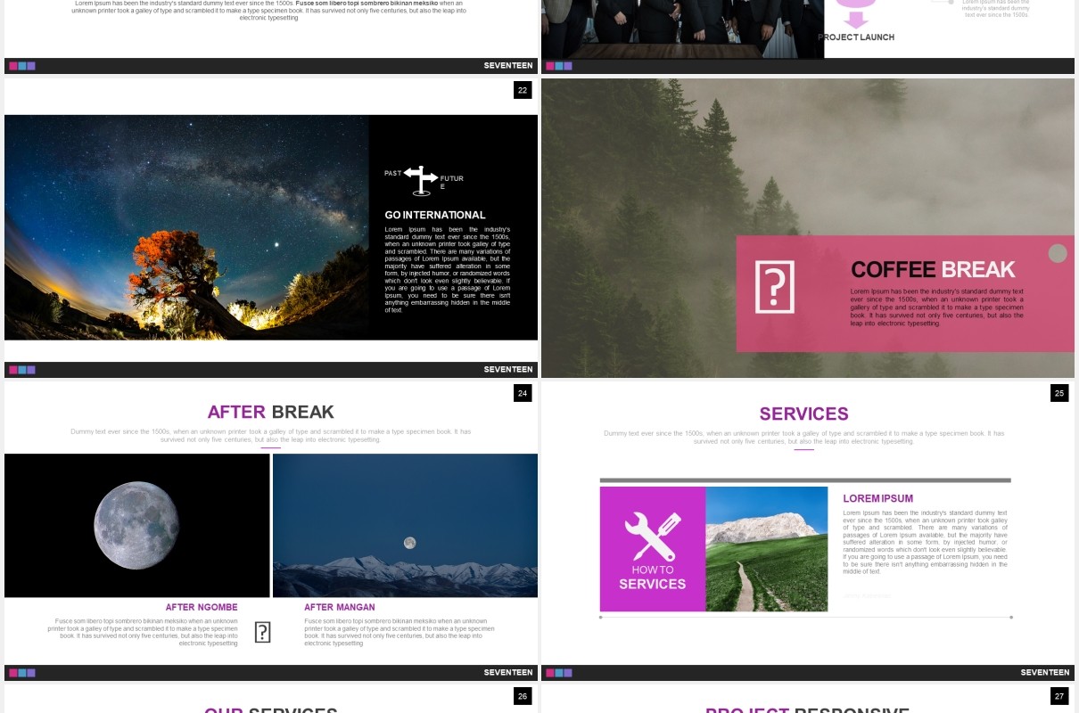 创意数据可视化图表PPT素材模板seventeen powerpoint template