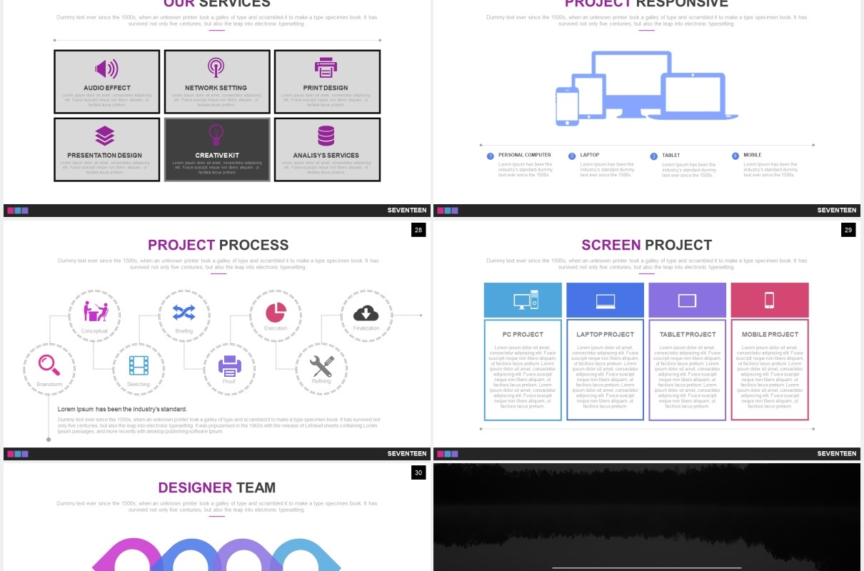 创意数据可视化图表PPT素材模板seventeen powerpoint template