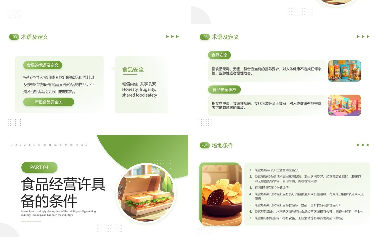 绿色插画风2024年全国食品安全宣传周PPT模板