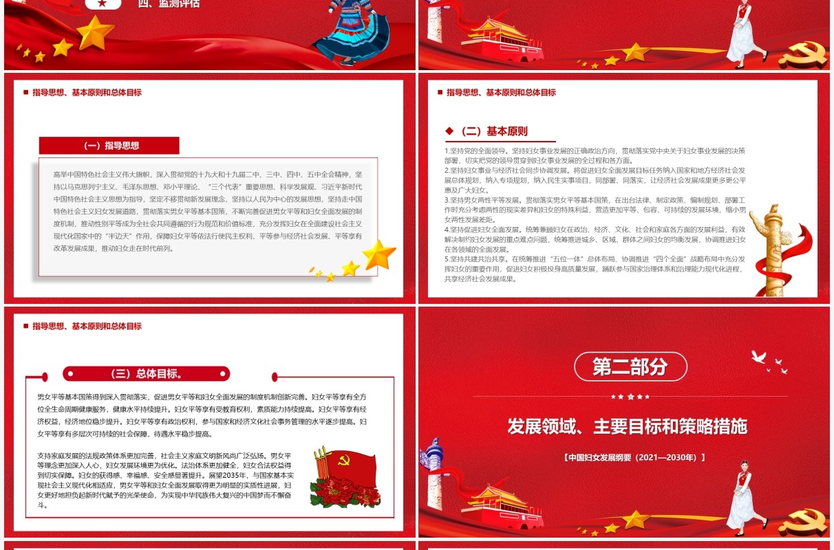 红色党政中国妇女发展纲要解读PPT模板