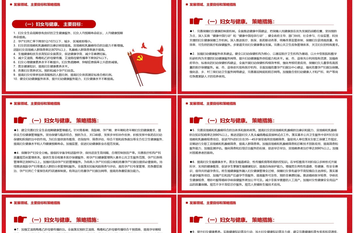 红色党政中国妇女发展纲要解读PPT模板