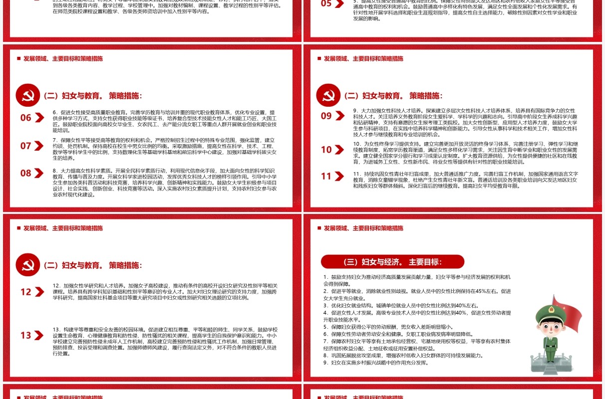 红色党政中国妇女发展纲要解读PPT模板
