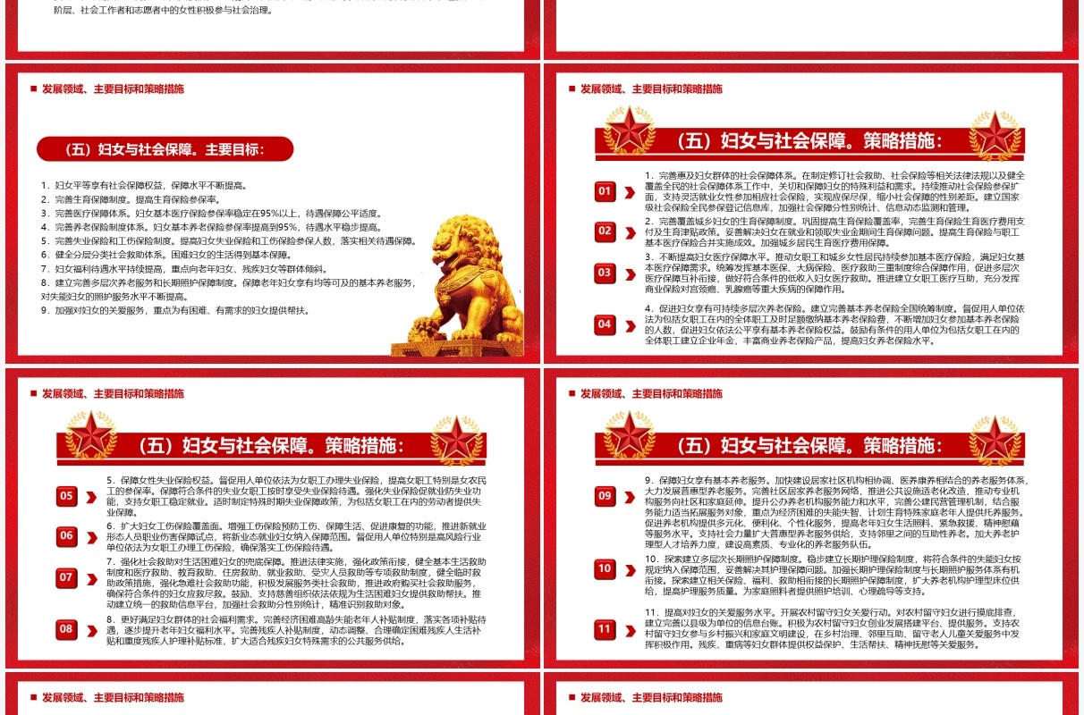 红色党政中国妇女发展纲要解读PPT模板