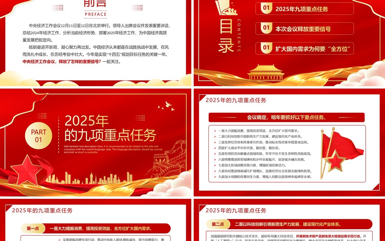 红色党政风中央经济工作会议的重要信号PPT模板