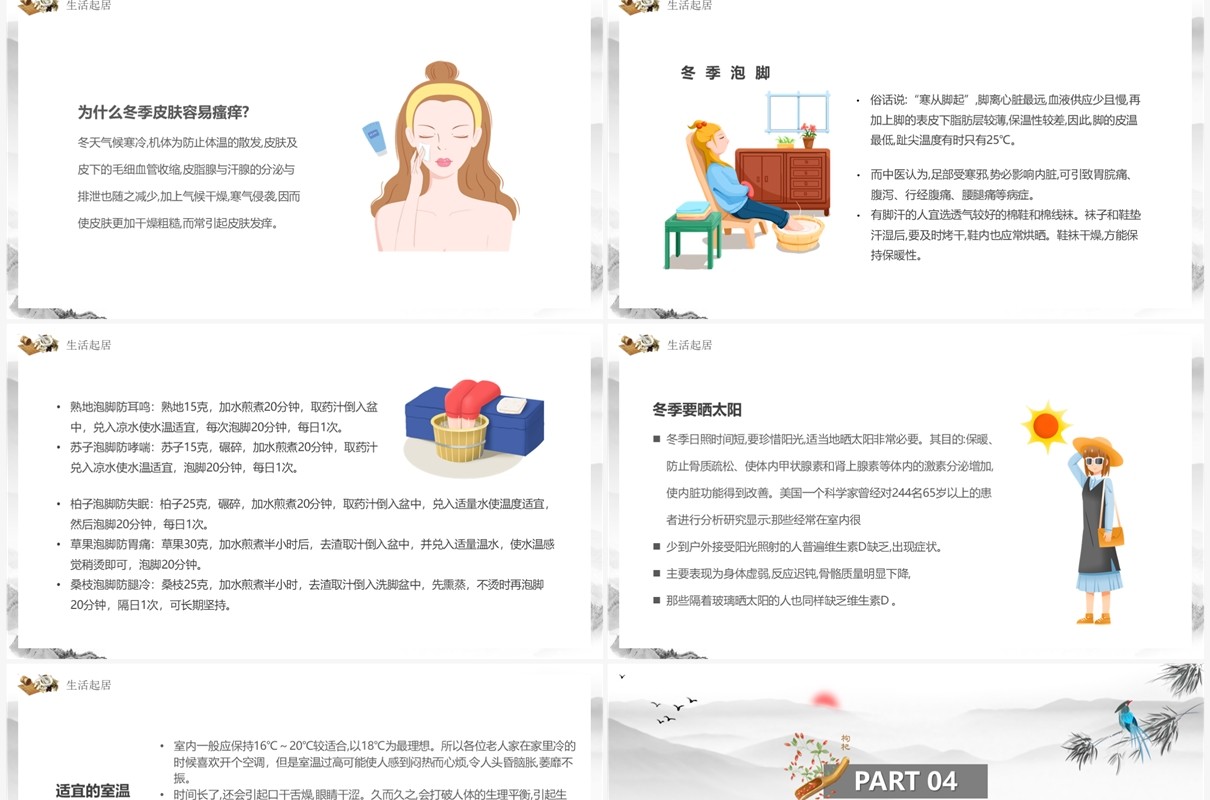 淡雅中国风冬季养生文化宣传PPT模板