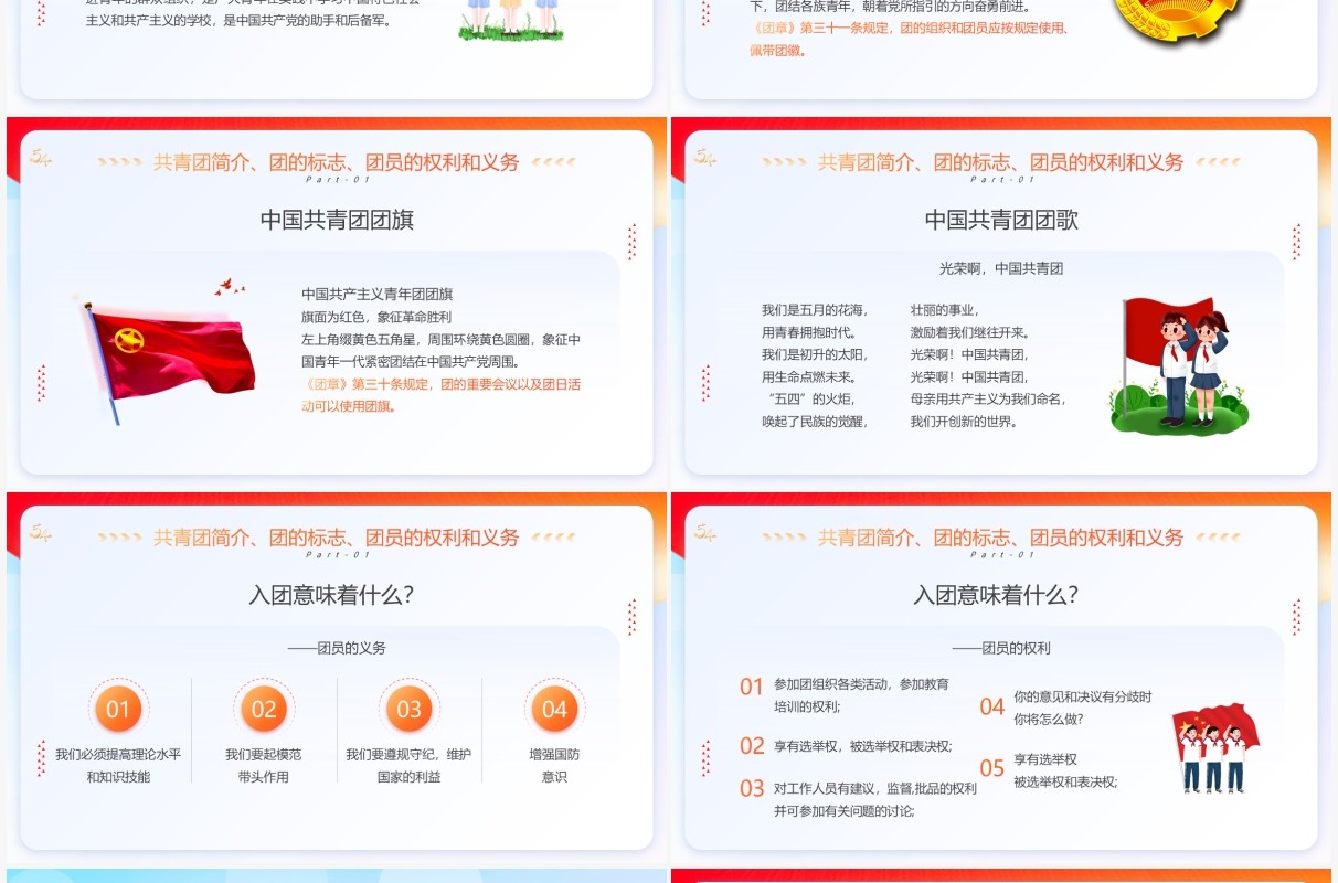 红色简约党政风五四新团员入团仪式PPT模板