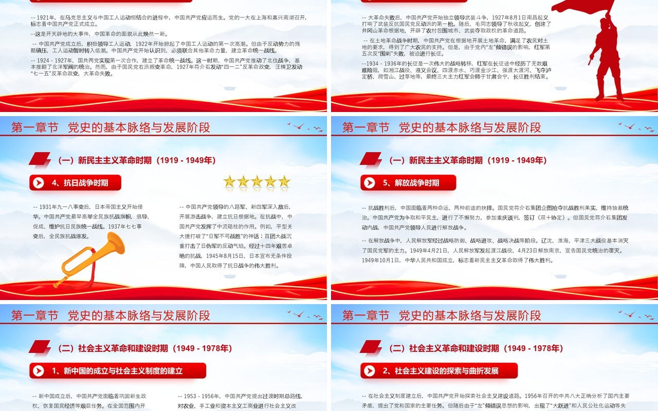 红色党政风学习党史汲取智慧与力量PPT模板