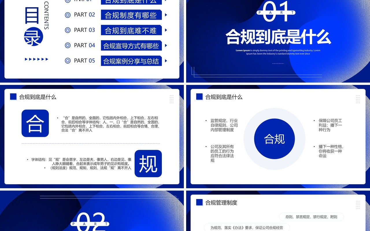 蓝色商务风企业合规制度宣导培训PPT模板