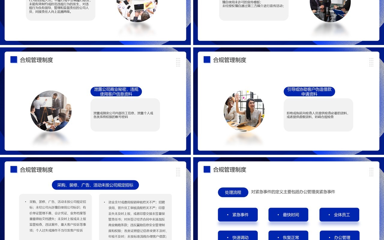 蓝色商务风企业合规制度宣导培训PPT模板