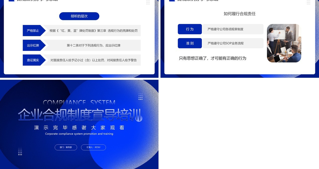蓝色商务风企业合规制度宣导培训PPT模板