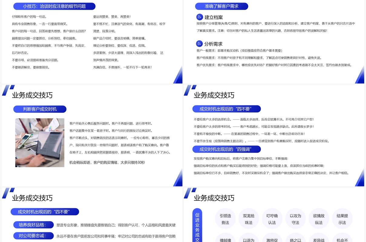 蓝色商务风房地产销售培训PPT模板