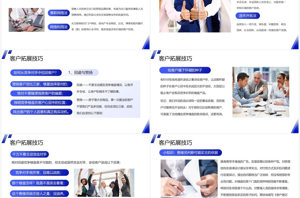 蓝色商务风房地产销售培训PPT模板