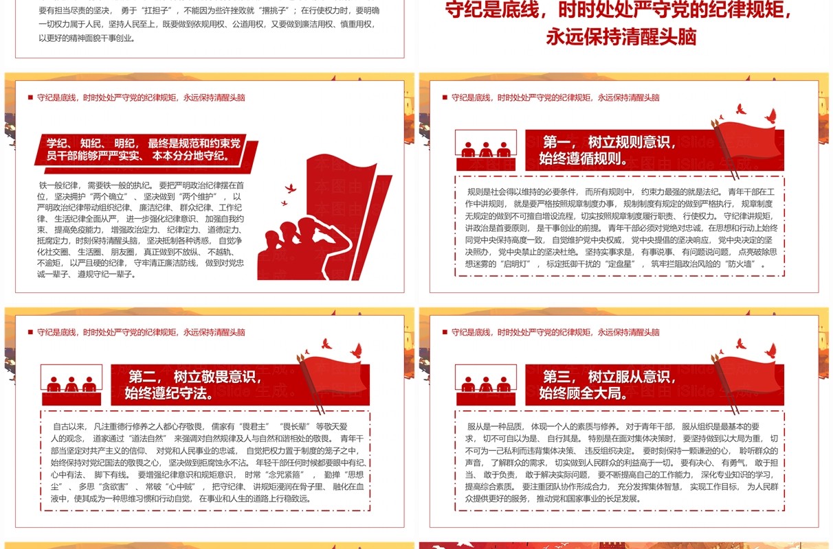 红色党政风推动铁的纪律转化为日常习惯PPT模板