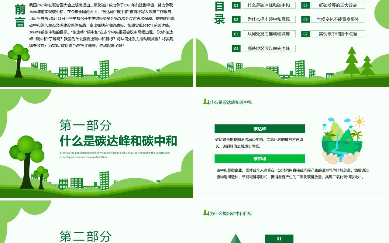 碳达峰和碳中和推进生态文明建设知识科普宣传动态PPT模板