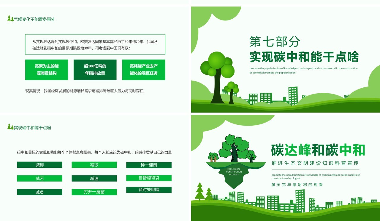 碳达峰和碳中和推进生态文明建设知识科普宣传动态PPT模板