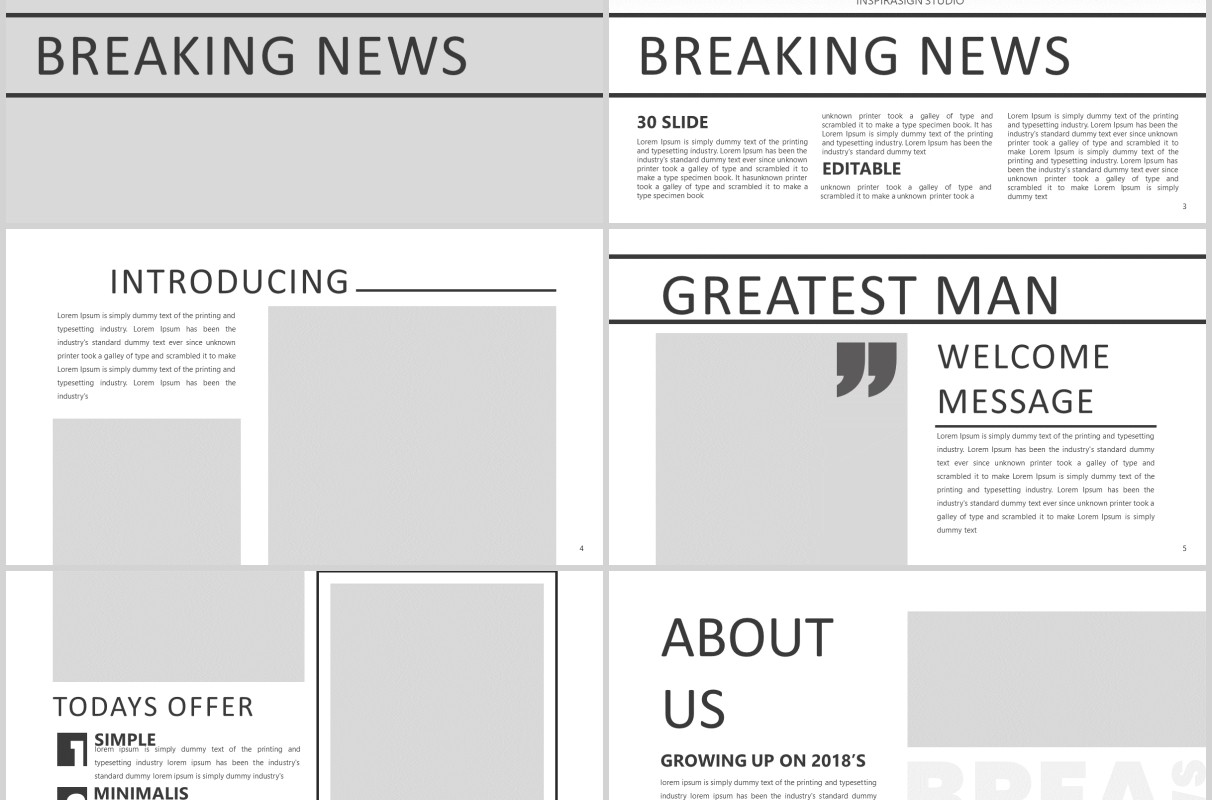 新闻大事件版式排版PPT模板总结汇报Breaking News Powerpoint Template