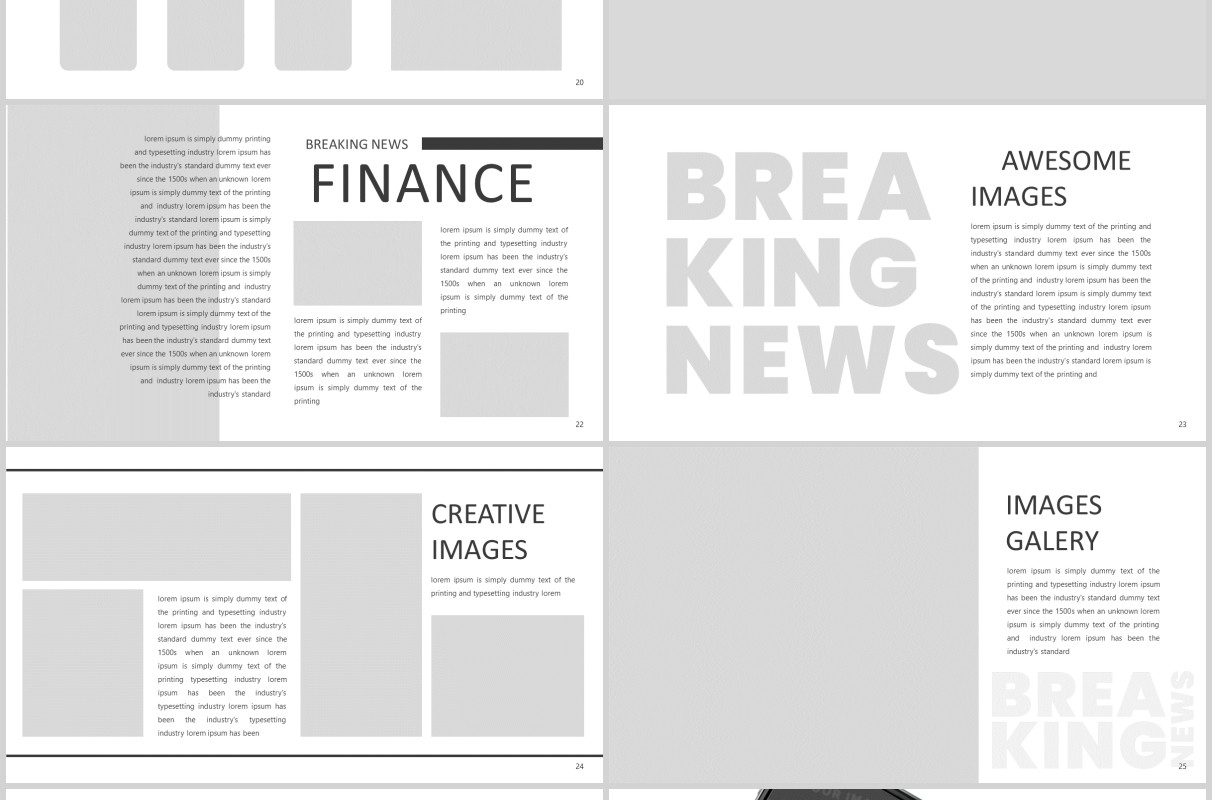 新闻大事件版式排版PPT模板总结汇报Breaking News Powerpoint Template