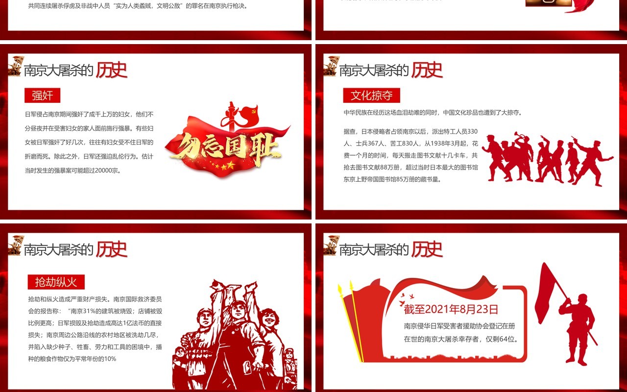 红色党政风国家公祭日活动介绍PPT模板