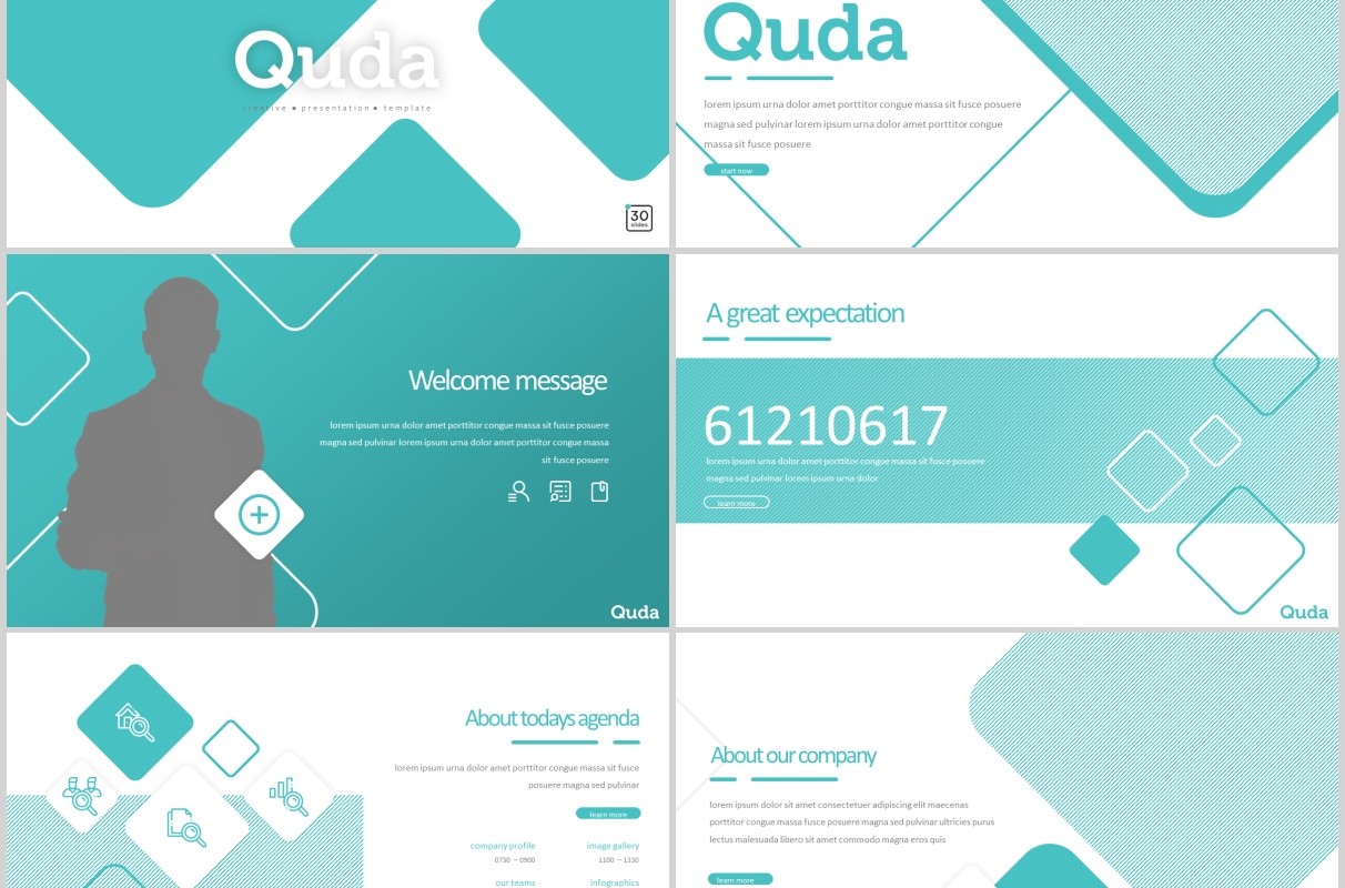 简洁公司介绍产品项目宣传PPT版式模板Quda - Powerpoint Template