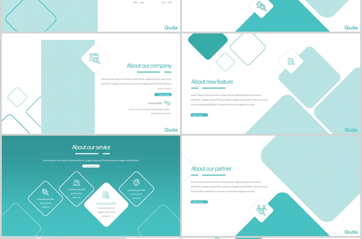 简洁公司介绍产品项目宣传PPT版式模板Quda - Powerpoint Template