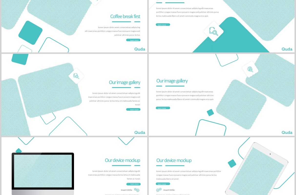 简洁公司介绍产品项目宣传PPT版式模板Quda - Powerpoint Template