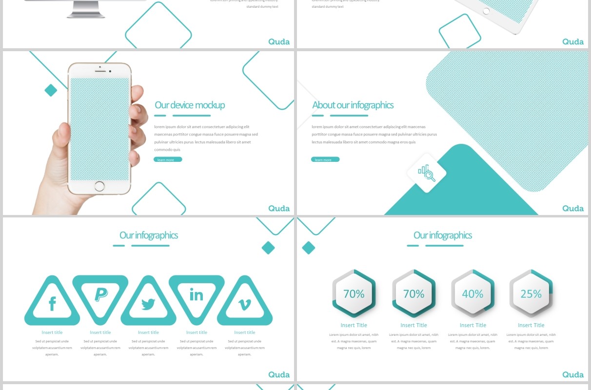 简洁公司介绍产品项目宣传PPT版式模板Quda - Powerpoint Template