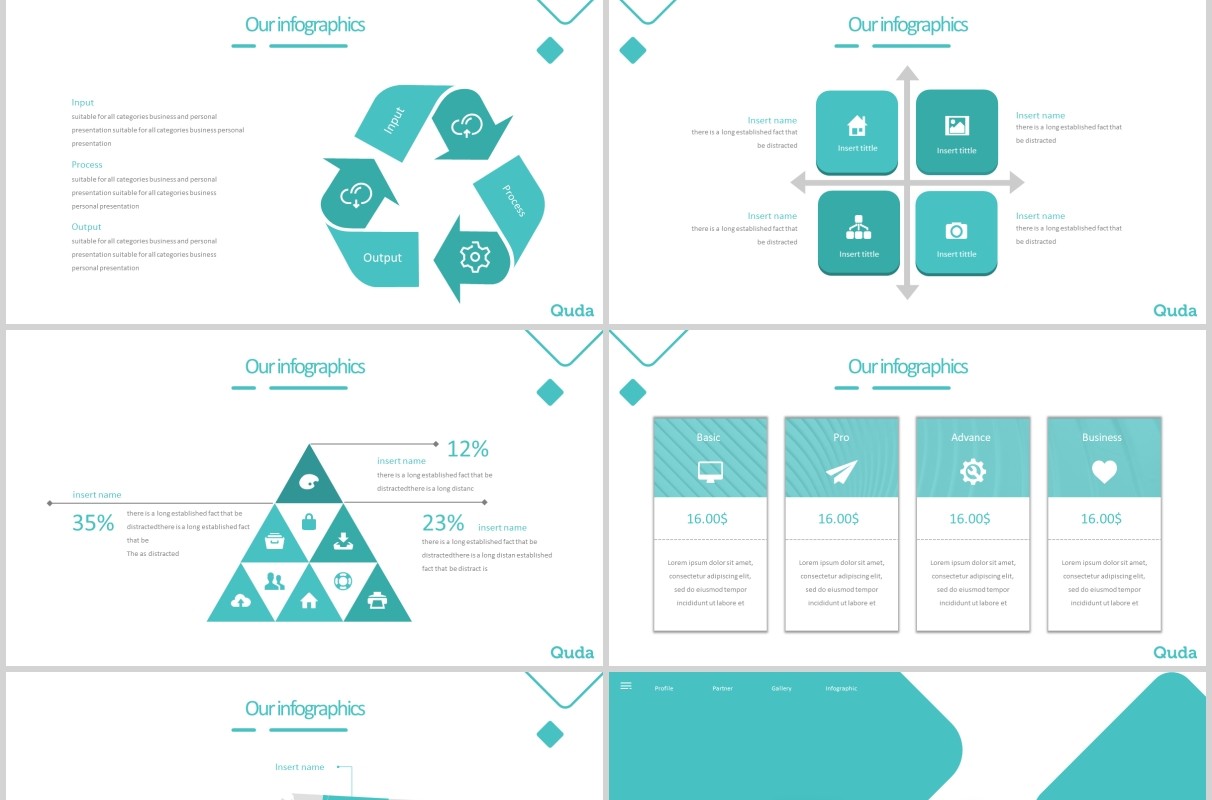 简洁公司介绍产品项目宣传PPT版式模板Quda - Powerpoint Template